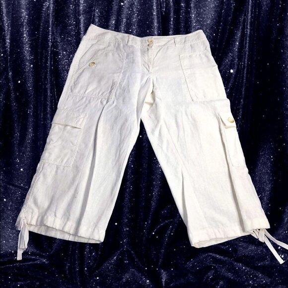 Michael Kors cream capri cropped cargo pants - Picture 1 of 3